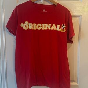 Disney Red Tee with Mickey and Original Text